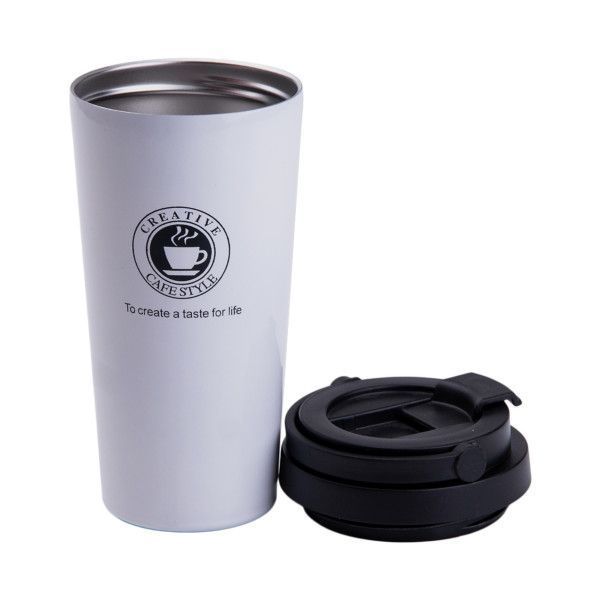 Термочашка Creative Cafe Style 500 мл з ручкою білий LU-HPGM501W фото