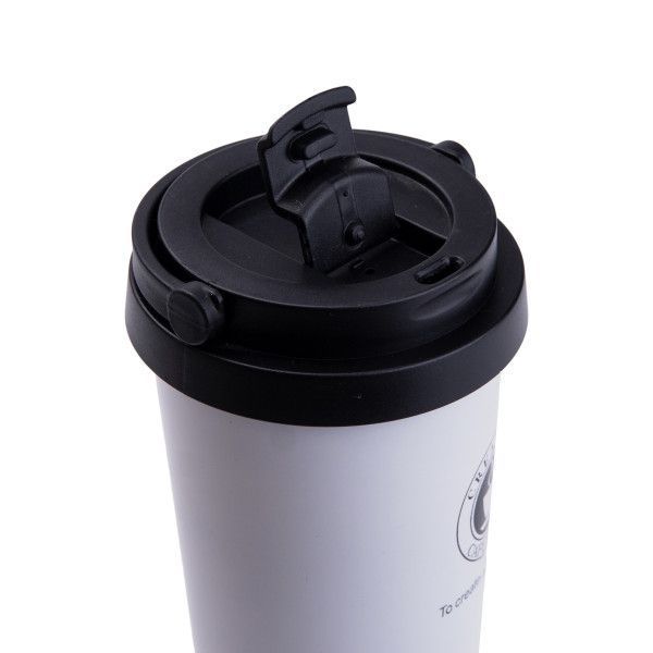 Термочашка Creative Cafe Style 500 мл з ручкою білий LU-HPGM501W фото