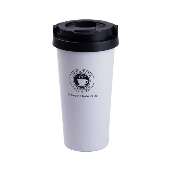 Термочашка Creative Cafe Style 500 мл з ручкою білий LU-HPGM501W фото