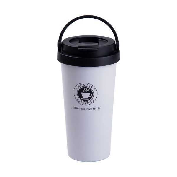 Термочашка Creative Cafe Style 500 мл з ручкою білий LU-HPGM501W фото
