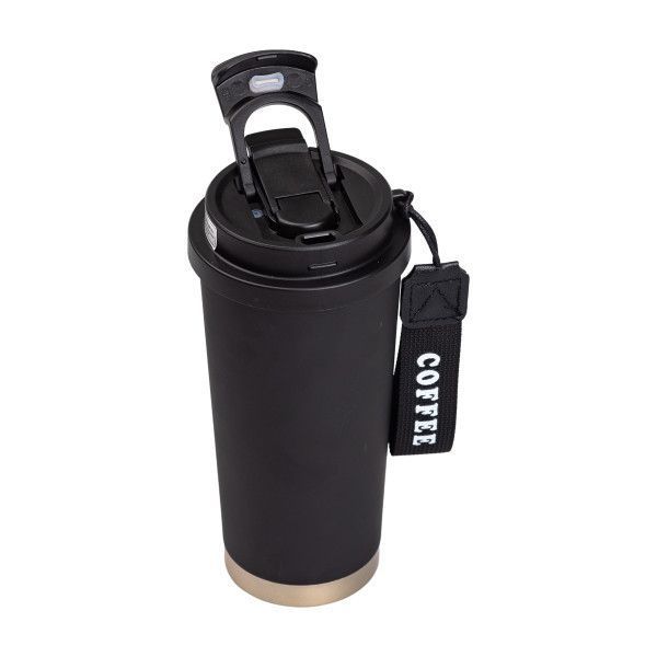 Термочашка Coffee 500 мл з ремінцем чорний LU-HP-14-17B фото