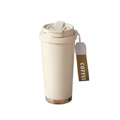 Термочашка Coffee 500 мл з ремінцем білий LU-HP-14-17BE фото