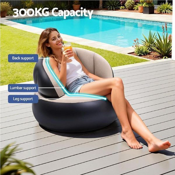 Надувне крісло AIR SOFA / Надувне велюрове крісло 80&times;80&times;67см Бежевий 106875 фото
