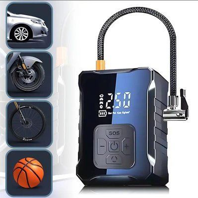 Автомобільний компресор автоматичний з дисплеєм 6000mAh 150 PSI 120W М-007 Чорний 104610 фото