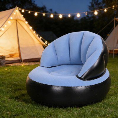 Надувне крісло AIR SOFA / Надувне велюрове крісло 80&times;80&times;67см Блакитний 106876 фото