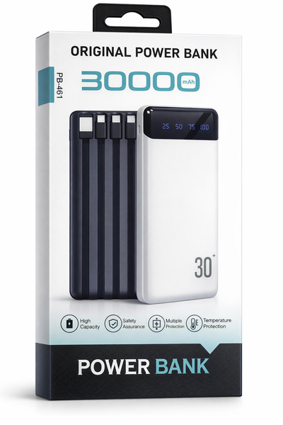 PowerBank PB-461 / Портативний зарядний пристрій 30000 mAh з цифровим дисплеєм 106073 фото