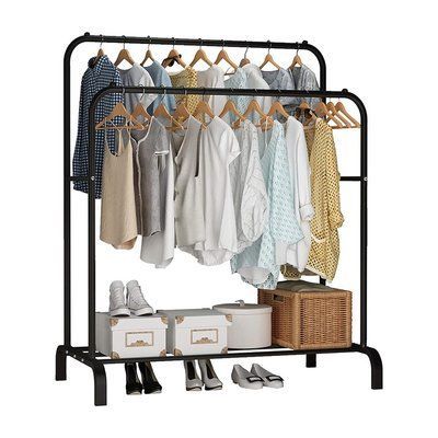 Подвійна стійка вішалка для одягу та взуття Loft Rack сталева підлогова з полицею 00085 фото