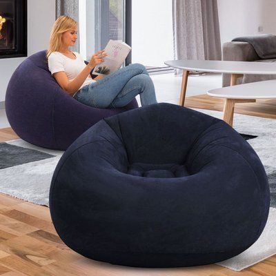 Надувне крісло-пуф Inflatable Sofa / Надувне крісло-мішок 110&times;110&times;85 см Темно-синій 106883 фото