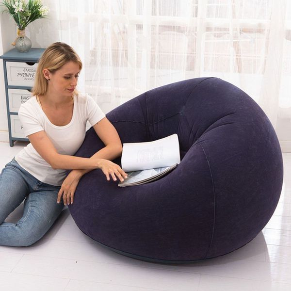 Надувне крісло-пуф Inflatable Sofa / Надувне крісло-мішок 110&times;110&times;85 см Темно-синій 106883 фото