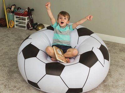 Надувне крісло-пуф Inflatable Sofa / Надувне крісло-мішок 110&times;110&times;85 см Чорно-білий 106884 фото