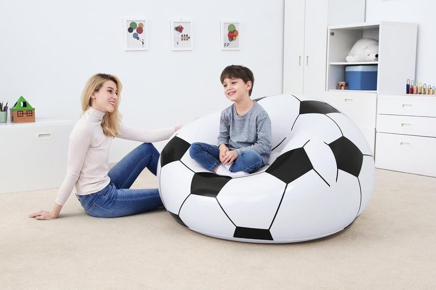 Надувне крісло-пуф Inflatable Sofa / Надувне крісло-мішок 110&times;110&times;85 см Чорно-білий 106884 фото