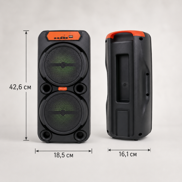 Колонка-Bluetooth з двома 8 дюймовими динаміками / Акустична система з бездротовим мікрофоном GTS-1880 42 см 108357 фото