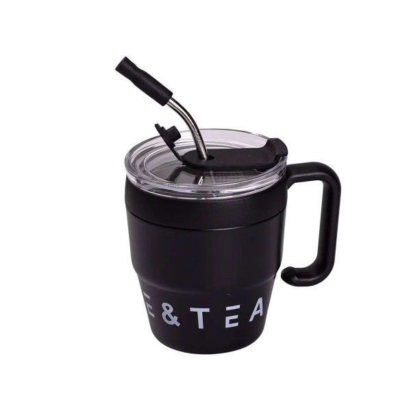 ТермочашкаCoffee & Tea 480 мл з трубочкою і подвійним відкриванням чорний LU-HP-14-23B фото