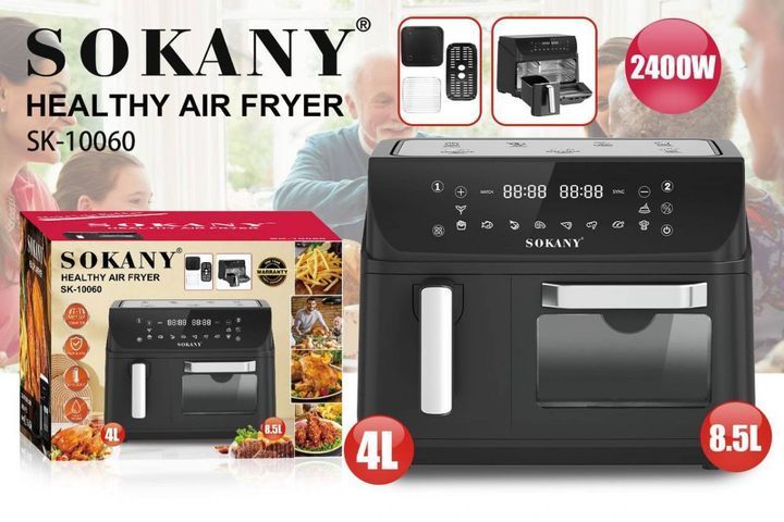 Аерофритюрниця Sokany SK-10060 з 2 чашами, сенсорне керування 104874 фото