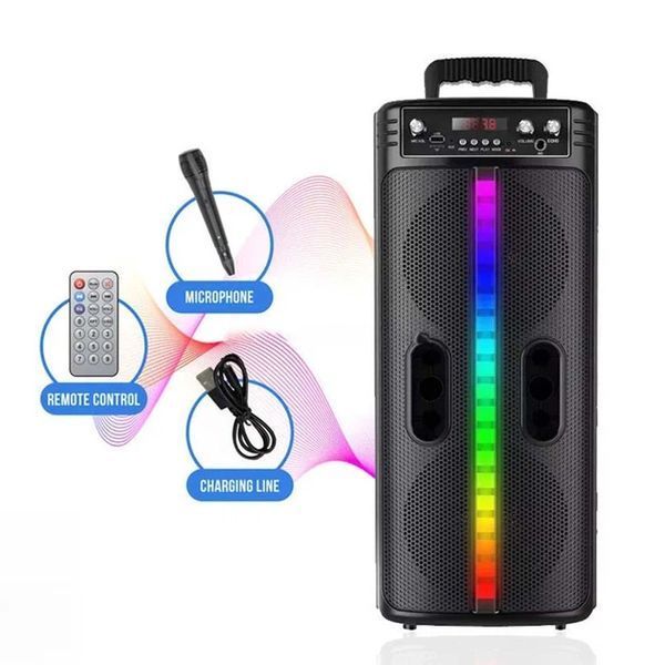 Портативна бездротова Bluetooth колонка-караоке TTD-2806 RGB-підсвічування, мікрофон, пульт ДК 106475 фото