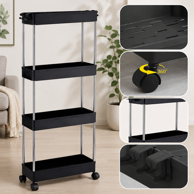Поверхівка на колесах only Black AND 220-4 / Полиця на колесах / Пересувний органайзер 4 полиці 107474 фото