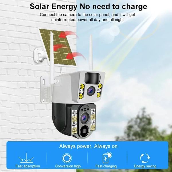 4K Бездротова камера Solar 4G, подвійний об'єктив, нічне бачення V380 Pro CCTV 8MP 106504 фото