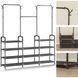 Стійка-вішалка для одягу та взуття Model1BLACK &mdash; 164&times;137&times;26см, 11полок, 4гачки, підлогова, нержавіюча сталь 104461 фото 3