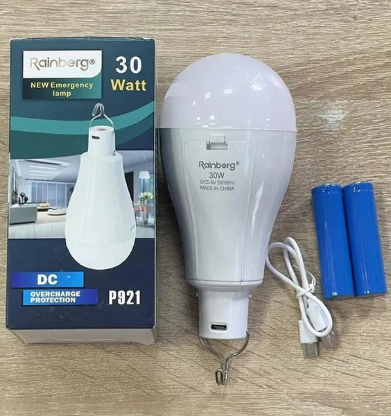 Акумуляторна LED лампочка Е27 30W аварійного освітлення 6500К 105646 фото