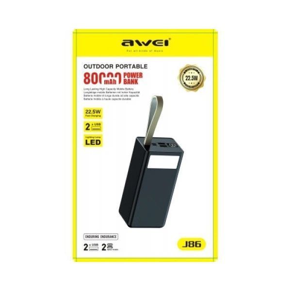 Зовнішній акумулятор повербанк Power Bank Awei J86 80000mAh 105455 фото