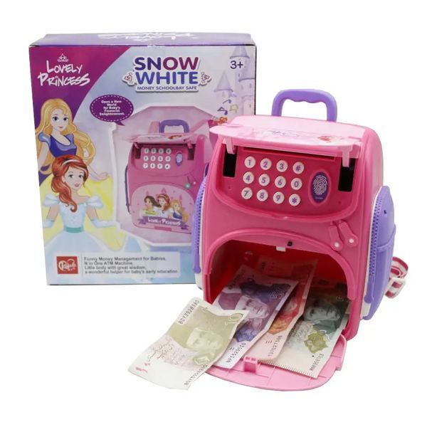 Скарбничка сейф EL-510-14 LOVELY PRINCESS з відбитком пальця та кодовим замком банкомат музичний Рожевий 14103 фото