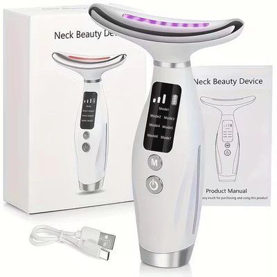 Акумуляторний електричний масажер для обличчя Neck Beauty Device з LED-дисплеєм, 7 режимів, USB-заряджання 105525 фото