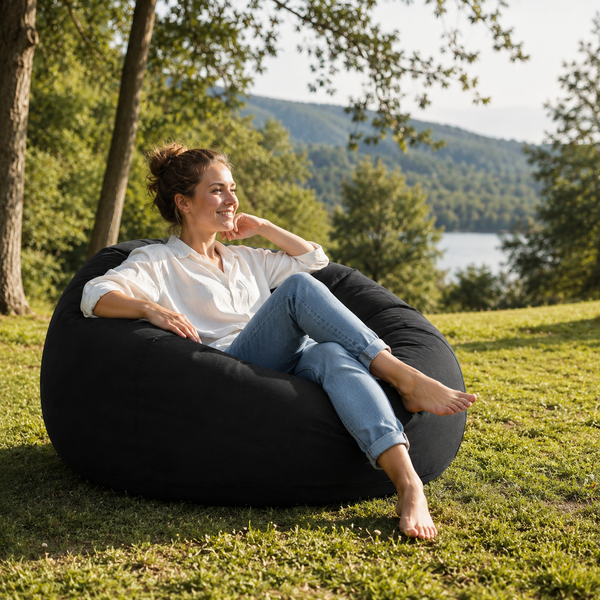 Надувне крісло-пуф Inflatable Sofa / Надувне крісло-мішок 110&times;110&times;85 см Чорний 107620 фото