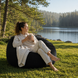 Надувне крісло-пуф Inflatable Sofa / Надувне крісло-мішок 110&times;110&times;85 см Чорний 107620 фото 5