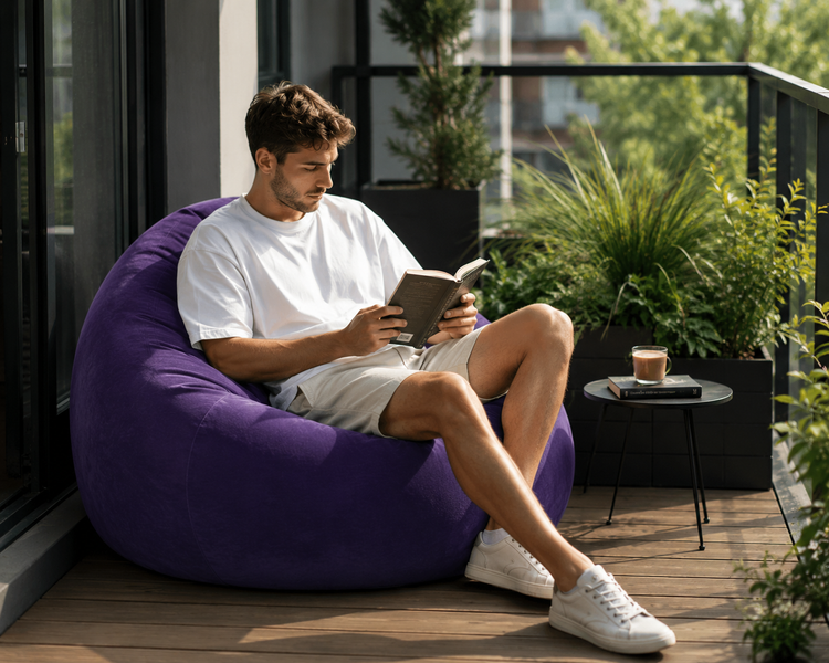 Надувне крісло-пуф Inflatable Sofa / Надувне крісло-мішок 110&times;110&times;85 см Фіолетове 108507 фото