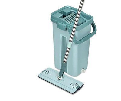 Комплект для прибирання швабра ледар з великим відром 10л з віджимом Scratch Cleaning Mop 108515 фото