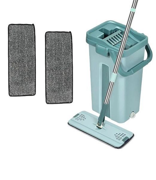 Комплект для прибирання швабра ледар з великим відром 10л з віджимом Scratch Cleaning Mop 108515 фото