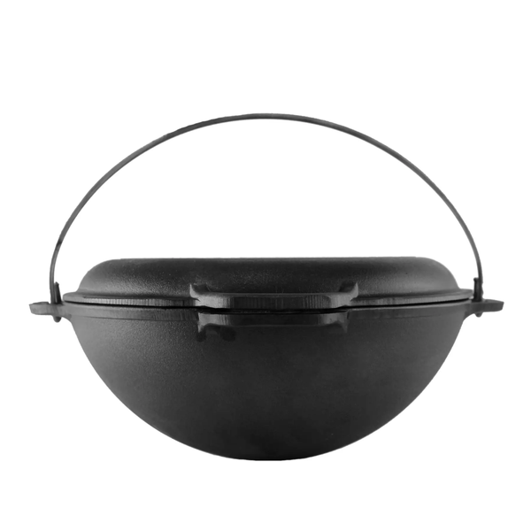 Казан чавунний азіатський на 12 літрів з чавунною кришкою-сковорідкою гриль SL-101119 фото