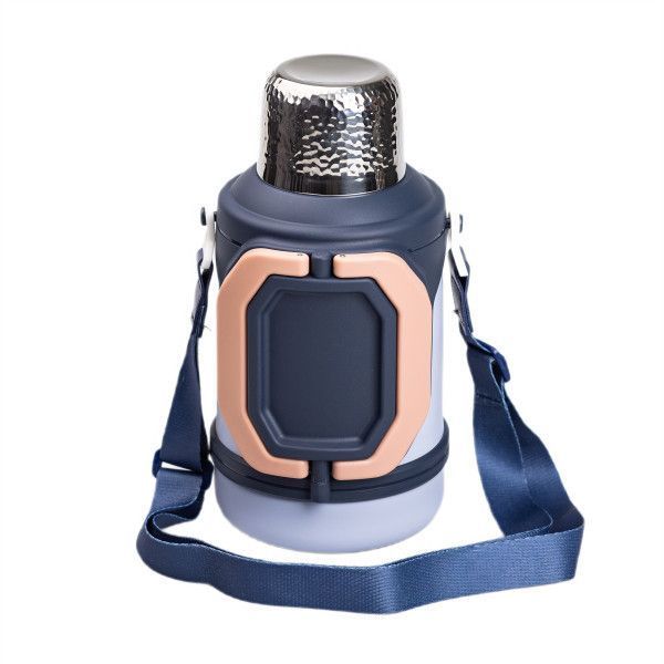 Термос для туризму Vacuum Cup 1.5 л з фліп кришкою та складаними ручками темно-синій LU-HP-14-21BL фото