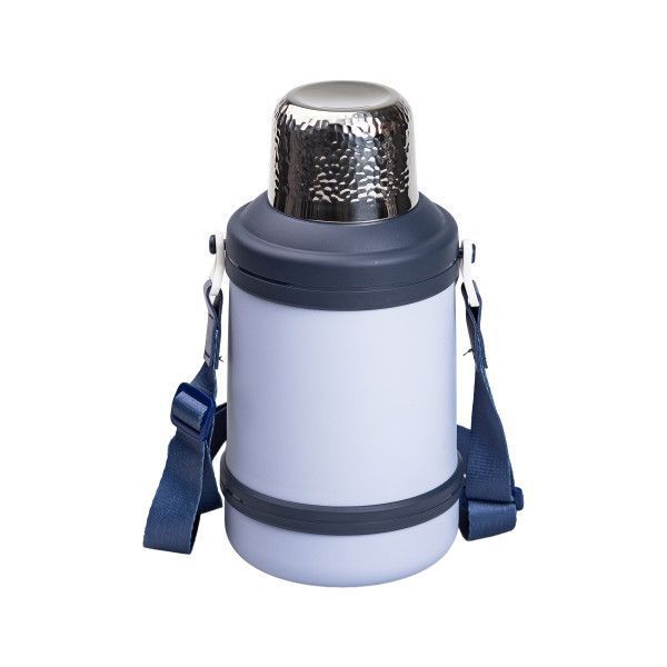Термос для туризму Vacuum Cup 1.5 л з фліп кришкою та складаними ручками темно-синій LU-HP-14-21BL фото