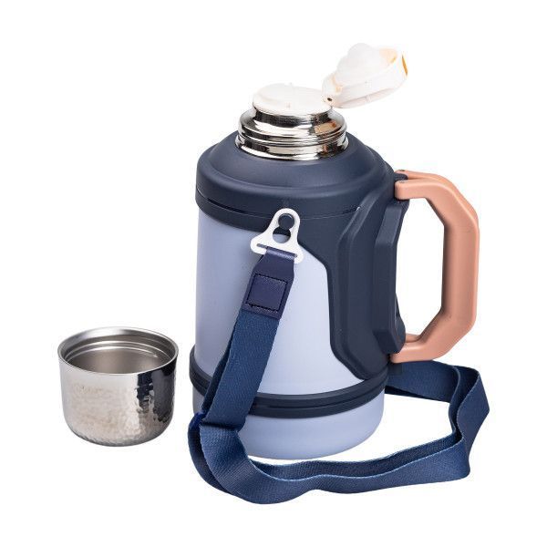 Термос для туризму Vacuum Cup 1.5 л з фліп кришкою та складаними ручками темно-синій LU-HP-14-21BL фото
