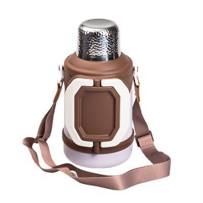 Термос для туризму Vacuum Cup 1.5 л з фліп кришкою та складаними ручками коричневий LU- HP-14-21W фото
