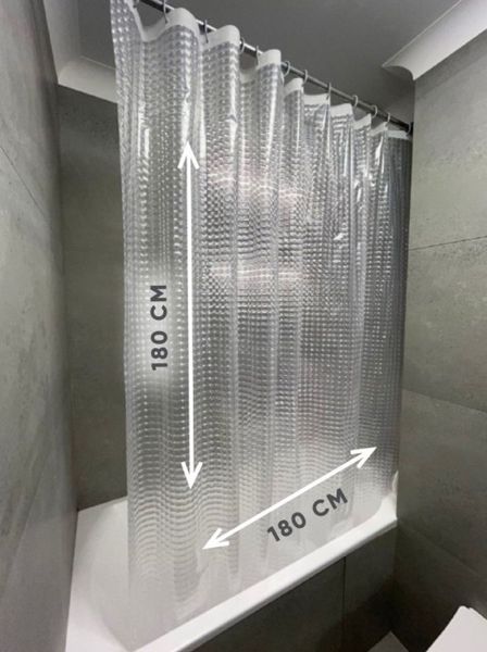 Штора для ванної та душу силіконова з 3D ефектом 180х180 см Білий + килимок у подарунок 0003 фото