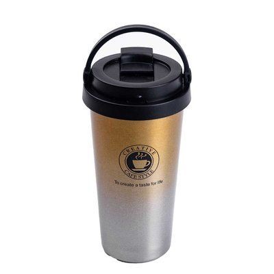 Термочашка Creative Cafe Style 500 мл з ручкою сріблястий LU-HPGM501S фото